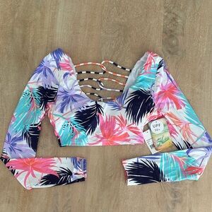 Hobie Tropical Print Swim Crop Top